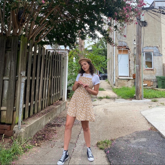 Mango tan and white polka dot sundress size US 8 - Picture 6 of 6